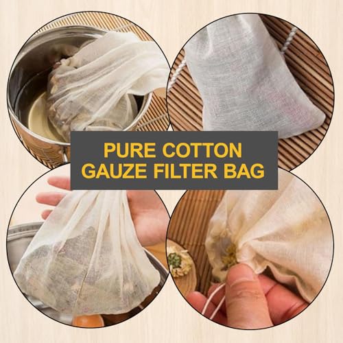 35cm x 25cm, Reusable Cotton Muslin Straining Bag Fine Mesh Food Strainer Filter Bags for Nut Milk Bag Home Brewing, Hop Bags