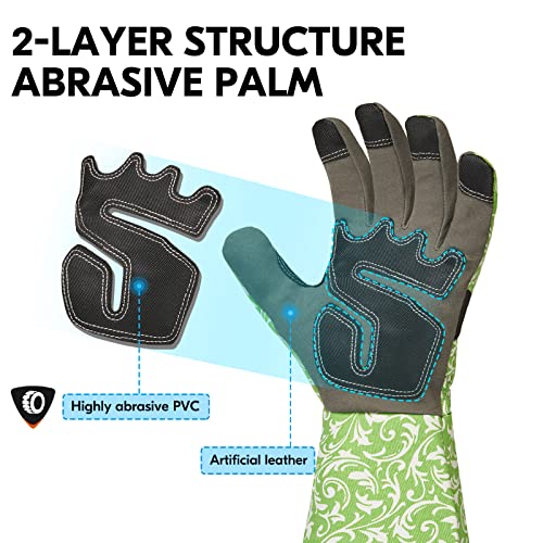 Vgo... 1 Pair Gardening Gloves Ladies,Safety Work Gloves,Long Sleeves Gauntlet,Puncture Proof,Touchscreen(Size M,Green,AL6608-FM) - color: 1 Pair - Green, size: Women's Medium
