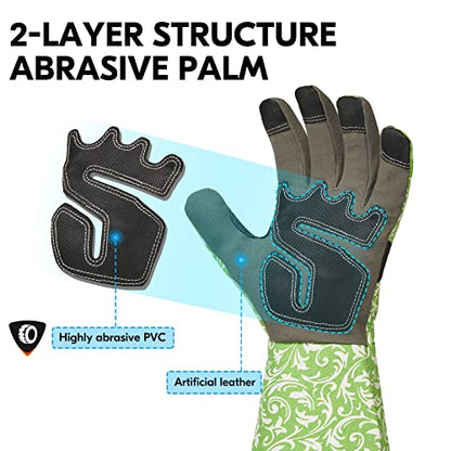 Vgo... 1 Pair Gardening Gloves Ladies,Safety Work Gloves,Long Sleeves Gauntlet,Puncture Proof,Touchscreen(Size S,Green,AL6608-FM) - color: 1 Pair - Green, size: Women's Small