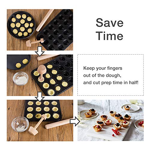 Webake Wood Rolling Pin and Tart Tamper Set,12 Inch Dough Roller for Baking Pie Shell Cookies Pasta Ravioli and Pastry