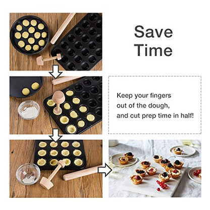 Webake Wood Rolling Pin and Tart Tamper Set,12 Inch Dough Roller for Baking Pie Shell Cookies Pasta Ravioli and Pastry