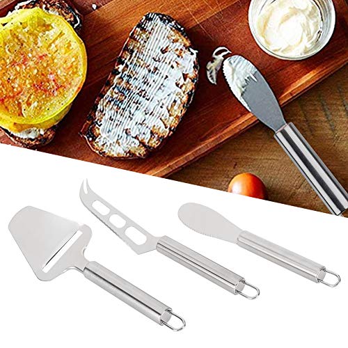 HEEPDD 3Pcs Stainless Steel Cheese Cutter Knife, Butter Scraper Kitchen Gadgets Set, Multifunctional Food Grade Kitchen Tools with Hanging Holes for Home Use