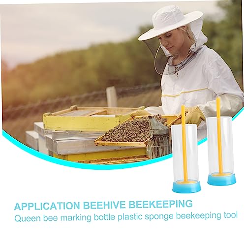 VANZACK 2pcs Marking Bottle Beekeeping Tool Plastic Sponge Bee Marker Random Color