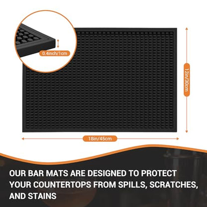 ZJWZLG Bar Mat 18"X12"(2 Pcs) Non-Slip Rubber Bar Mat, Spill Proof & Design,Easy to Clean Textured Surface forHome Bar,Coffee Station, Bartending - Protects Countertops & Glassware(Black). - color: Black-2pcs, size: 18" x 12"