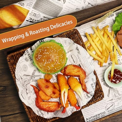 12" x 12" Food Paper Sheets (100 Pack) - Premium Deli Paper Sheets - Greaseproof Liners for Food Boats - Pre Cut Sandwich Wrappers - Food Basket Sheets for Baking, BBQ, Picnic, Festival - color: 12" x 12"