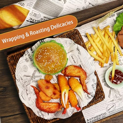 10" x 10" Food Paper Sheets (100 Pack) - Premium Deli Paper Sheets - Greaseproof Liners for Food Boats - Pre Cut Sandwich Wrappers - Food Basket Sheets for Baking, BBQ, Picnic, Festival - color: 10" x 10"
