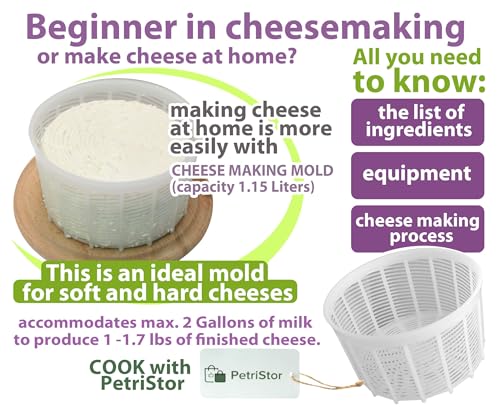 Soft Cheese Mold for Cheese Making 1.25QT - Small Cheese Mold - Homemade Cheese Making Supplies - Cream Form - Molde Para Queso Fresco Casero - Feta Ricotta Basket