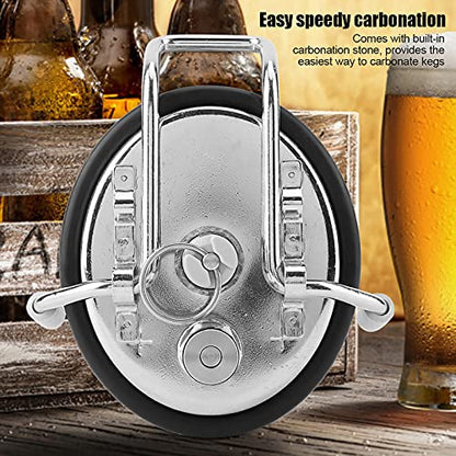 Carbonation Cap, Cornelius Style Keg Lid, Stainless Steel, with Built-in 0.5 Micron Diffusion Stone, Lock Post, for Homebrew Beer Kegs, Includes 2ft Beer Line