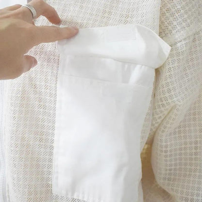 3 Layer Ventilated Beekeeper Jacket with Removable Veil Hood, Breathable Anti Bee Sting Beekeeping Jacket with Pockets, White Protective Gear for Men Women Beginner Professional, XXL - size: XXL