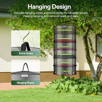 VIVOSUN 2-Pack 6-Layer Mesh Drying Rack Hanging Design with Green Zippers for Dehydrating, Indoor and Outdoor (Pruning Shears Included) - size: 6 Layer, style: 2 Pack