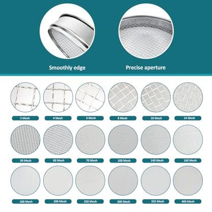304 Stainless Steel Mesh Lab Sieve, 4 Mesh(4.75mm) Aperture Test Sieve, 7.9Inch(20cm) Diameter Economy Standard Analysis Sample Test Sieves for Industrial Laboratory Homes - size: 4Mesh(4.75mm)/Ф7.9in