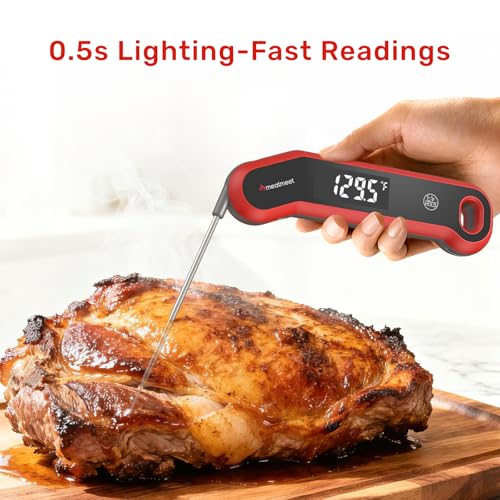 Digital Meat Thermometer - 0.5 Sec Instant Read Meat Thermometer Digital, Kitchen Thermometer Precise ±0.5℉, IP67 Waterproof, Large Bright LED Display, for BBQ/Grill/Cooking/Candy (S1)
