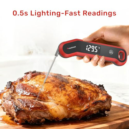 Digital Meat Thermometer - 0.5 Sec Instant Read Meat Thermometer Digital, Kitchen Thermometer Precise ±0.5℉, IP67 Waterproof, Large Bright LED Display, for BBQ/Grill/Cooking/Candy (S1)