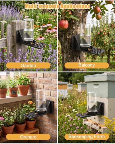 Beehive Beekeeping Water Dispenser for Bees Butterflies Hummingbirds | Bee Watering Station, Wall or Tree Mounted, Black Nest Beekeeper Tools Outside, 2Pcs