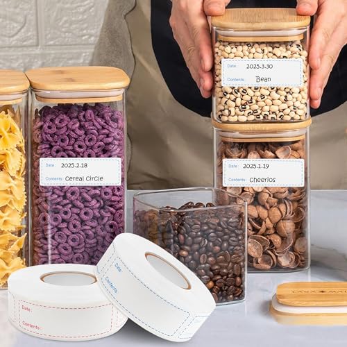 1000pcs Food Labels, AIMEIKI 1 x 3 Inch Removable Date Stickers Freezer Labels for Food Containers, Easy to Write-On & No Residue (2 Rolls) - style: 1x3inch labels