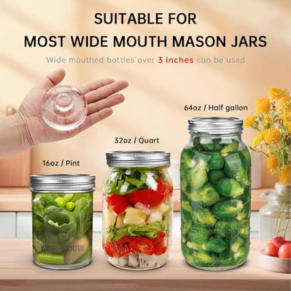 9pcs Fermentation Glass Weights with Easy Grip Handles, Clear Canning Weights and Pickling Glass Weight for Wide Mouth Mason Jars, Fermenting Kit, Kimchi, Sauerkraut (9)