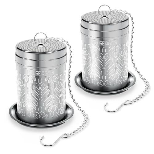 House Again 2 Pack Tea Strainers for Loose Tea, Extra Fine Mesh Tea Infuser, Updated Slim Threaded Lid & 304 Stainless Steel, Tea Ball Filter Bags Diffusers, Loose Leaf Tea Steeper for Brew Spices - color: Wheat, size: Small-2Pack