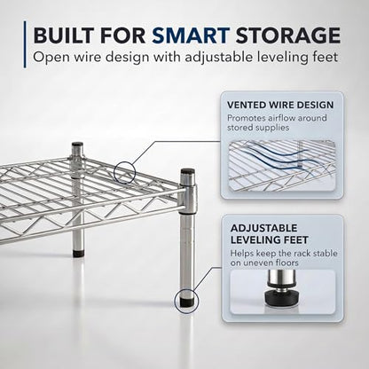 21" x 72" x 14" Chrome Wire Storage Shelf, Dunnage Rack, Commercial 1 Tier Small Shelf - color: Silver, size: 21"D x 72"W x 14"H