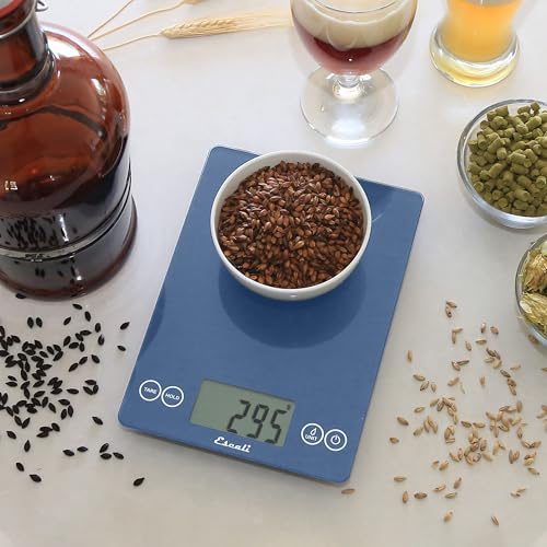 Escali Arti Glass Food Scale Digital Countertop Kitchen, Baking and Cooking Scale with Nutrition and Calorie Counter, 15-Pound Capacity, 9" x 6.5" x .75", Blue Mirage - color: Blue Mirage