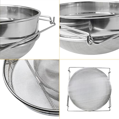 Stainless Steel Honey Strainer, Double Sieve for 5 Gallon Bucket, Beekeeping Equipment with Extendable Arms, Honey Debris Filter
