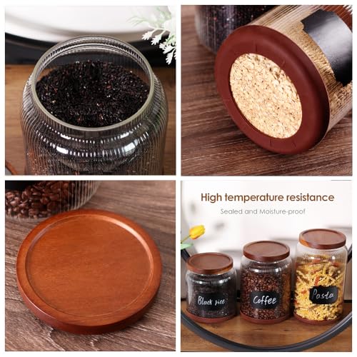 SAIOOL 2-Pack Striped Borosilicate Glass Airtight Canisters - Big mouth Large Capacity, Acacia Wood Lid, Food Storage Jars for Flour, Pasta, Pantry Organization (1 Gallon （2 Striped pack）) - size: 1 Gallon (Striped 2 pack)