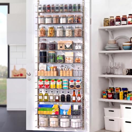 ElegantArray 10-Tier Pantry Door Organizer, Brown | Over The Door Pantry Organizer Rack and Storage, Hanging Spice Rack Shelves Door, Home Office Laundry Room Bathroom & Kitchen - color: Brown, size: 10-Tier