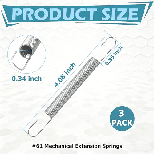 3 Pack #61 4 Inch Double-Hook Tension Spring, Spring Steel for Automotive & Household Hardware Replacement Parts