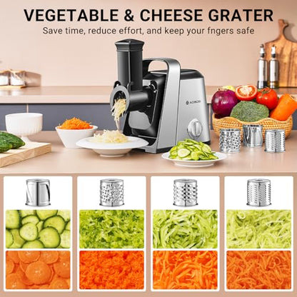 AAOBOSI #8 Meat Grinder, 6-In-1 Meat Grinder Electric [3000W Max] with 4 Slice, Shred Blades,2 Grinding Blades,4 Plates, 3 Sausage Stuffer,Kubbe Kit, Burger Press, 2 Meat Claws, for Home Kitchen Use - color: Stainless Steel+Sliver