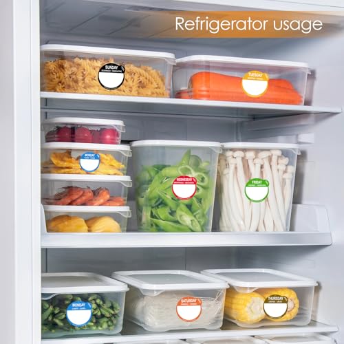 7000 Pcs 1 Inch Risepekt Removable Day Dots Food Labels (Monday-Sunday) 【English Español Français】, Easy to Peel Day of The Week Labels for Restaurant Kitchen Containers, Self Adhesive Date Stickers - color: Risepekt Removable Day Labels