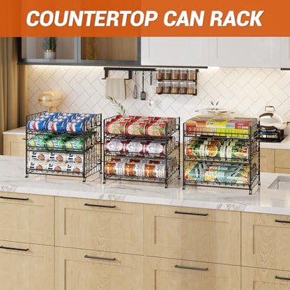 JKsmart 3-Tier Stackable Can Organizer, Storage Can Rack for Kitchen Pantry Cabinet, Holds Up to 72 Cans, Multifunctional Can Dispenser for Snacks Soda - size: 3 Tier-2 Pack