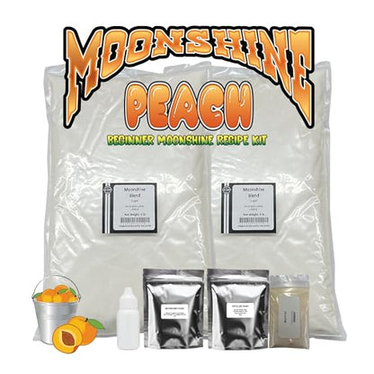 TAPCRAFT No-Boil Peach Moonshine Recipe Kit – Corn Sugar Wash Fermentation Base with Natural Flavoring, Yeast, Nutrient & Instructions, DIY Peach Flavored Moonshine Homebrewing Distillation Recipe Kit