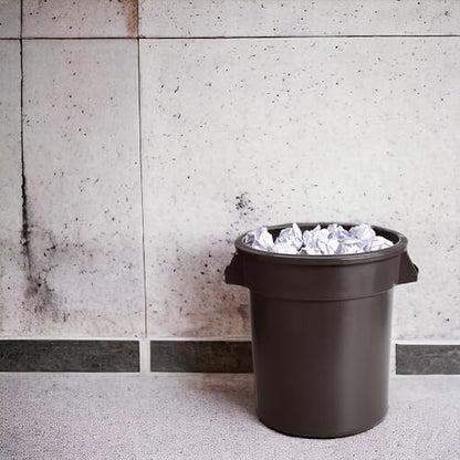 PRO&Family Commercial Round Trash Can, Ingredient Bin, Heavy-Duty Plastic, Anti-Static, Kitchen, Office, Outdoor Use (Brown, 20 Gallon) - color: Brown, size: 20 Gallon