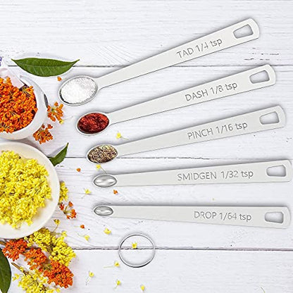 21 Pcs Stainless Steel Measuring Cups and Spoons Set, Wildone Stackable Metal Measuring Cups and Spoons for Cooking & Baking, Includes 7 Cups, 9 Spoons and 5 Mini Spoons - color: Silver