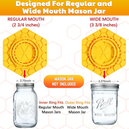 Leinuosen 4 Pcs Bee Feeder for Mason Jar Bee Watering Station for Garden, Sugar Water Feeder Yellow Silicone Hive Drinker for Beekeeping Outside