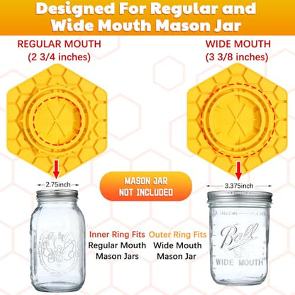 Leinuosen 4 Pcs Bee Feeder for Mason Jar Bee Watering Station for Garden, Sugar Water Feeder Yellow Silicone Hive Drinker for Beekeeping Outside