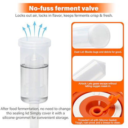 64oz/1.9L Fermentation Jar 2 Pack with 6 Set of Lids and Airlocks