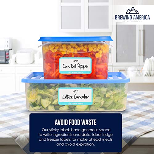 Dissolvable Food Labels for Food Containers - 250qty Made in USA - 1x2 Inches - Wash-Off Labels for Meal Prep, Pantry, Freezer and Mason Jars – No Scrubbing, No Residue - Teal - color: Teal