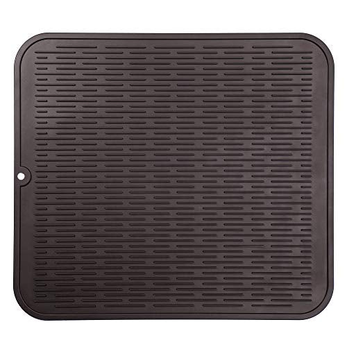 MicoYang Silicone Dish Drying Mat for Multiple Usage,Easy clean,Eco-friendly,Heat-resistant Silicone Mat for Kitchen Counter or Sink,Refrigerator or Drawer Liner Coffee XL 18 inches x 16 inches - color: Coffee, size: 18"L x 16"W