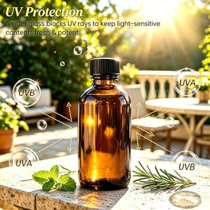 18 Pack 4oz Amber Glass Bottles with Lids, 120ml Boston Bottles with Caps for Personal Care & Beauty Travel, Industrial Lab, Sample, Essential Oils, Potion, Juice, Whiskey, Spice - color: Amber, size: 4oz-18P