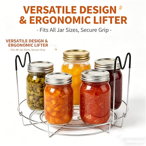 Canning Rack for Water Bath Canne Premium Stainless Steel with Heat Resistant Silicone Handles & Safe Jar Lifter