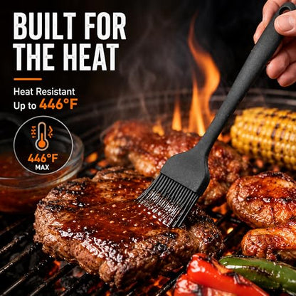 Silicone Basting Pastry Brush for Baking Cooking Bbq Grill Spread Oil Butter Sauce 2 Pack - color: black2
