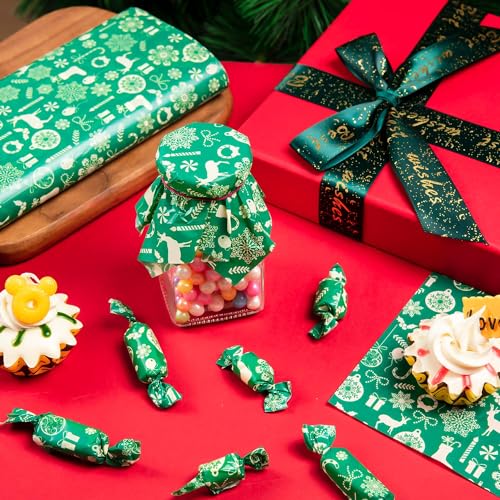 100 Pcs Christmas Wax Paper, Wax Paper Sheets for Food Deli Paper Sandwich Wrap Candy Cookies Wraps, Waterproof Oil-proof Picnic Basket Liners with Snowflake Pattern for Kitchen Handmade Food(Green)… - color: Green Snowflakes