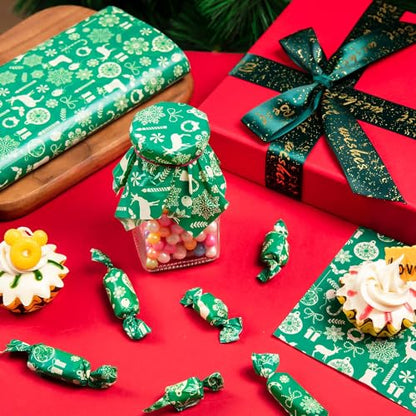 100 Pcs Christmas Wax Paper, Wax Paper Sheets for Food Deli Paper Sandwich Wrap Candy Cookies Wraps, Waterproof Oil-proof Picnic Basket Liners with Snowflake Pattern for Kitchen Handmade Food(Green)… - color: Green Snowflakes