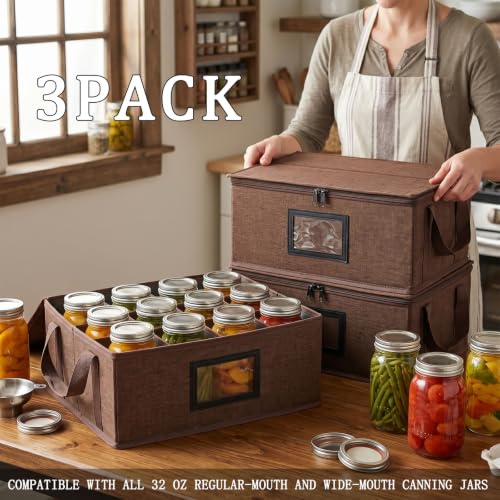 32 oz Mason Jar Storage Containers - Sturdy Canning Jar Boxes Organizer, Foldable with Dividers, Holds 12 Quart Mason Jars, Home Canning Supplies (3 Pack Quart) - size: 3 Pack Quart