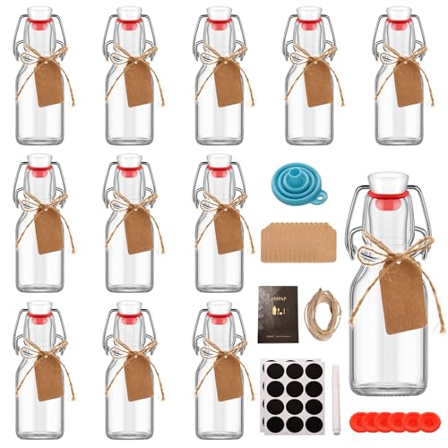 12 Pcs 4 oz Swing Top Glass Bottles,Flip Top Glass bottles with airtight Caps for Home Brewing Beer,Kombucha,2nd Fermentation,Kefir,Beverages,Soda,Oils,Vinegar,Limoncello,Vanilla extract (12pc) - size: 12pc