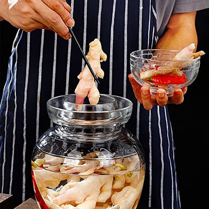 Pickle Jar, 2.5 Liter Fermentation Kimchi Jar with Water Seal Lid | Food Grade, Clear Glass, for Making Pickles Kimchi Sauerkraut and Fermenting Vegetables Fruits, Kombucha, Wine Brewing