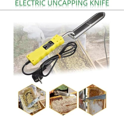 Stainless Steel Electric Honey Uncapping Knife with Digital Display, Insulated Handle, Fast Heating Beekeeping Wax Scalper Tool for Comb Extraction