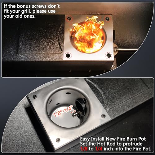 Upgraded Fire Burn Pot Replacement Parts for Pit Boss and Traeger Wood Pellet Grill Smoker, Fire Burner Pot for Traeger Pro 22 34 Fire Pot, Heavy - Duty Steel Burn Pot with Ash Remover and Screws - size: Fire Burn Pot