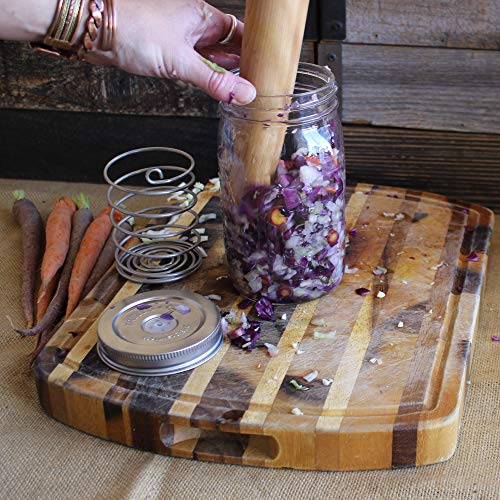 Stainless Steel Fermentation Jar Kit 3 Waterless Fermenter | Airlock Lids & 3 Pickle Helix Fermentation Weights, For Wide Mouth Mason Jars Recipe eBook Included With Fermenting Kit - size: Complete Kit