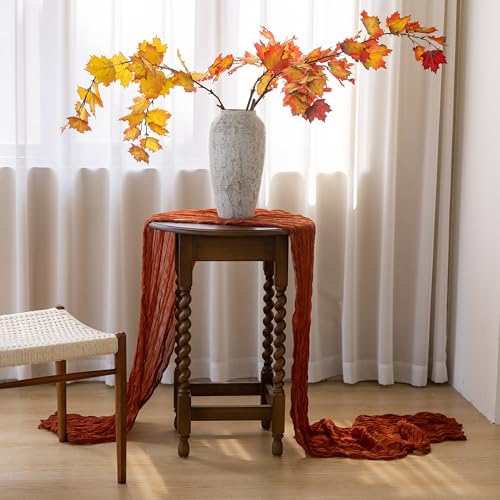 Keketoarrange Terracotta Table Runner Sheer Table Runner French Country Decor Rustic Gauze Bali Yarn Cheesecloth 120 Inch 10 FT Cheese Cloth for Wedding Baby Bridal Shower Party Summer Home Decoration - color: Terracotta, size: 1pc 10ft